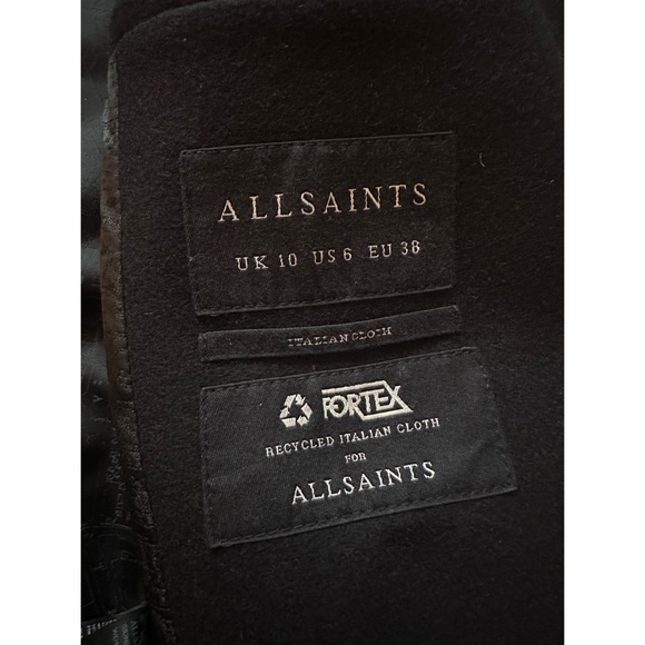 All Saints Sidney Wool Cashmere Blend Tailored Coat - Picture 7 of 8